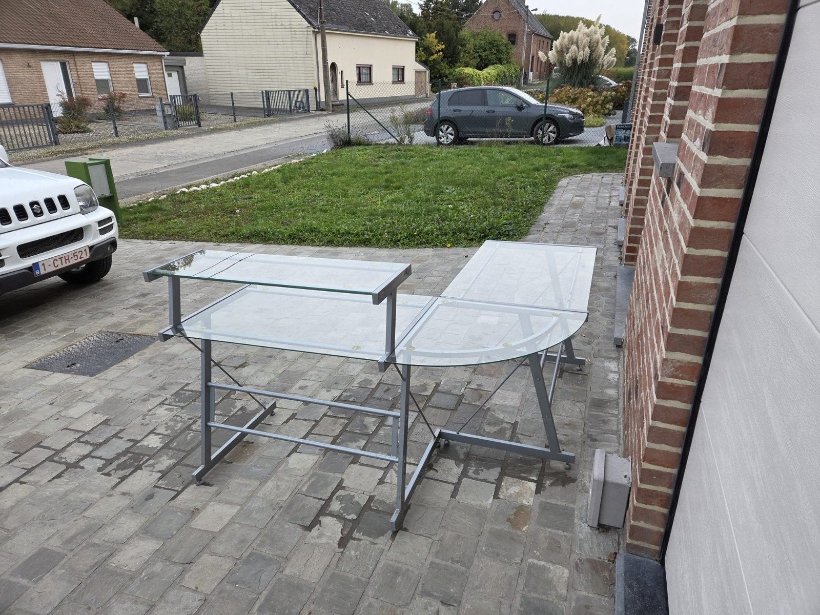 Bureau vintage Ikéa verre et alu, Vintage, Enlèvement, Verre