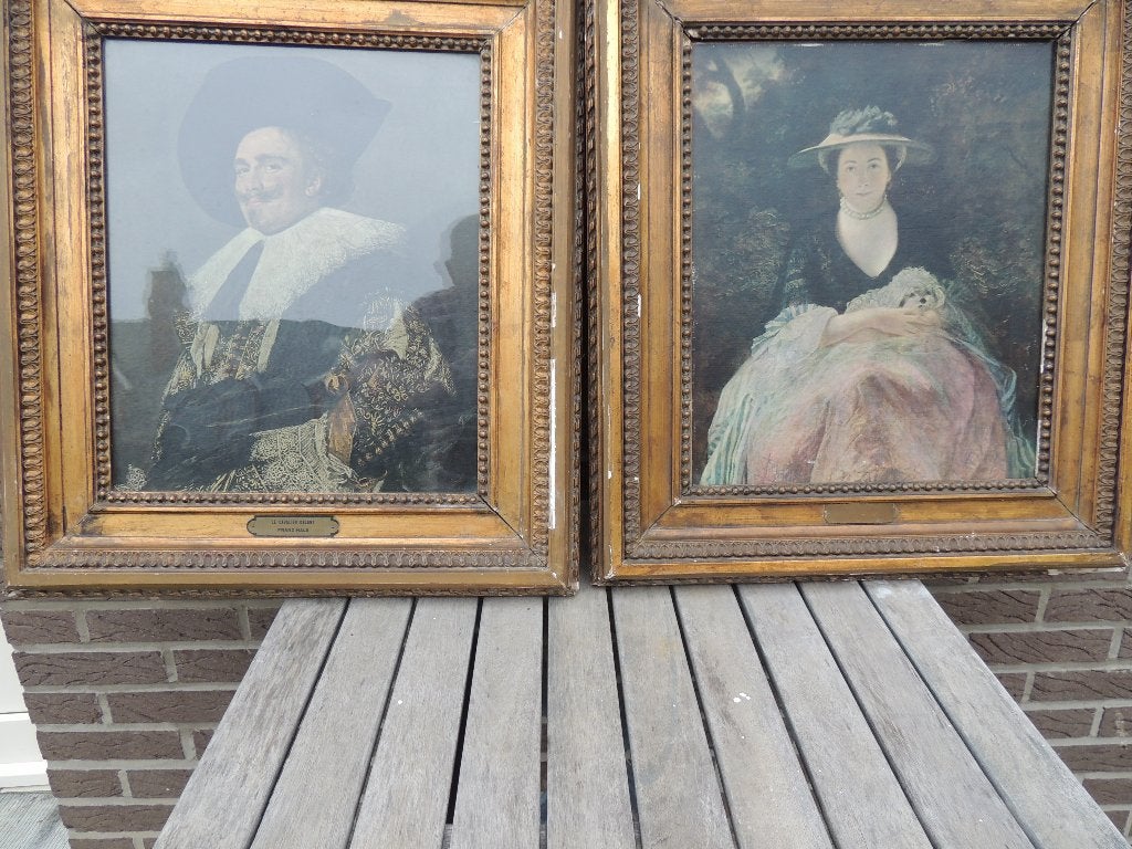2 ZEER OUDE MOOIE SCHILDERIJEN, Doek, Portret of Personen, Gedateerd, Ophalen of Verzenden