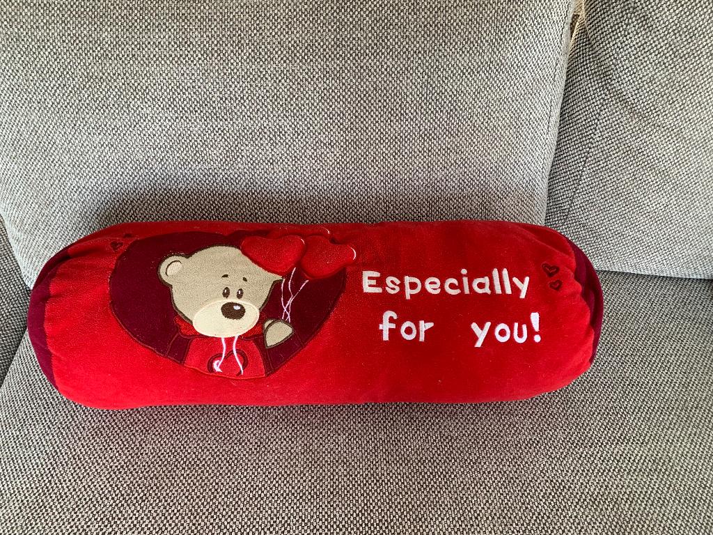 Mooi rood fleece kussen – “Especially for you!”, Huis en Inrichting, Woonaccessoires | Kussens, Gebruikt, Rood, Ophalen of Verzenden