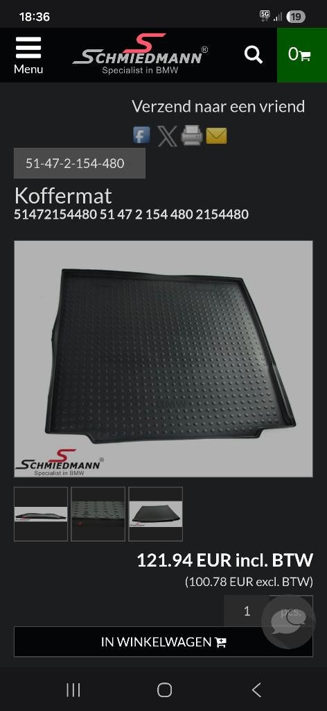 Koffermat voor bmw f11, Auto-onderdelen, Interieur en Bekleding, Ophalen, Nieuw, BMW