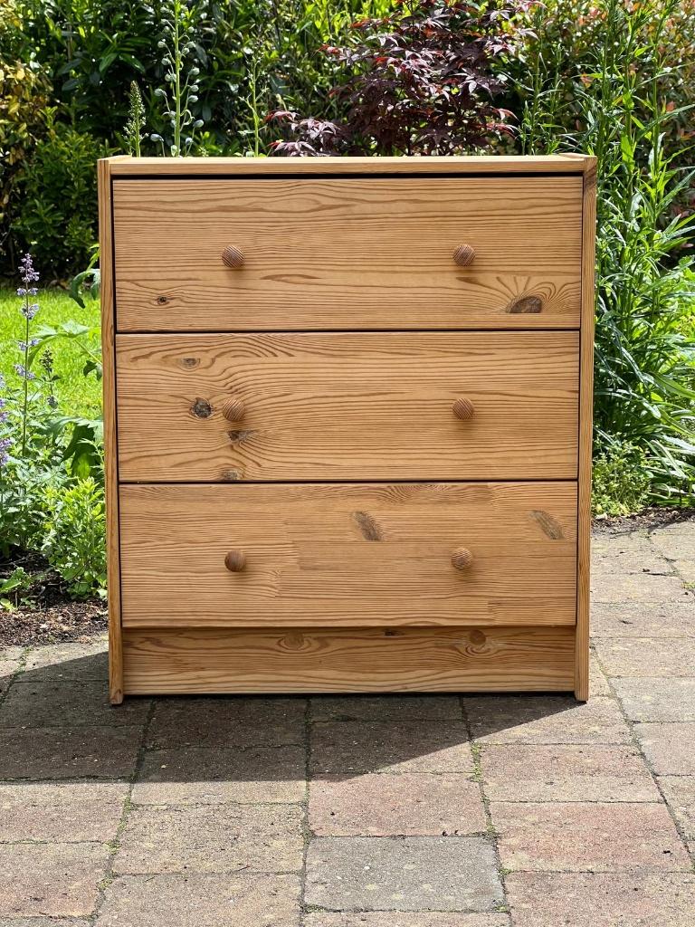 Vintage Grenen Ladekast / Ladenkast – Compact & Sfeervol, Ophalen, 50 tot 100 cm, 3 of 4 laden, Minder dan 100 cm
