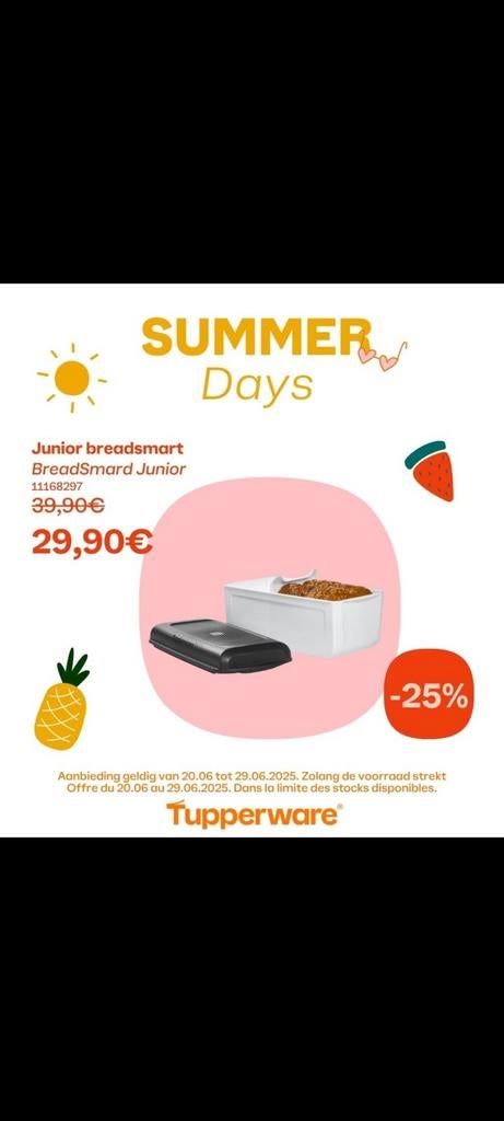 Nieuwe breadsmart junior van tupperware, Huis en Inrichting, Keuken | Tupperware, Ophalen of Verzenden, Nieuw