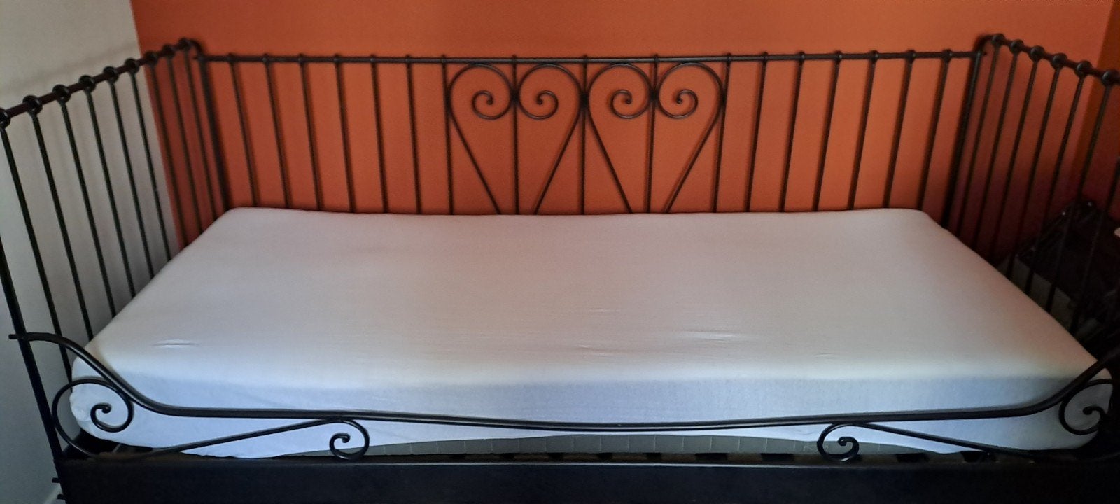 zwart metalen retro éénpersoonsbed, 90 cm, Enlèvement, 200 cm, Noir