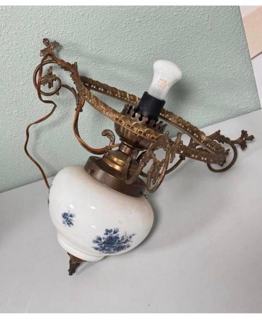 lampe vintage ancienne lustre plafonnier en porcelaine 1950, Enlèvement ou Envoi