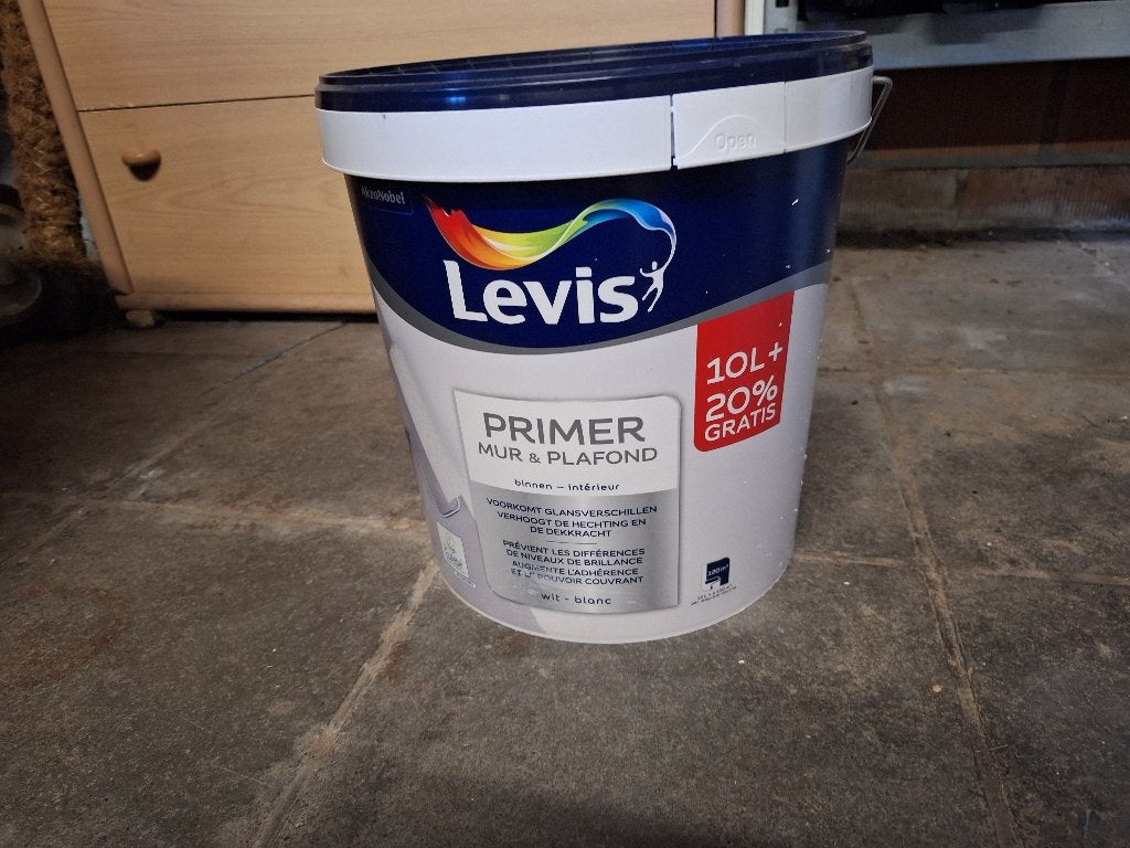 Levis primer muur en plafond mat wit 12 liter, Maison & Meubles, Maison & Meubles | Autre, Enlèvement, Neuf