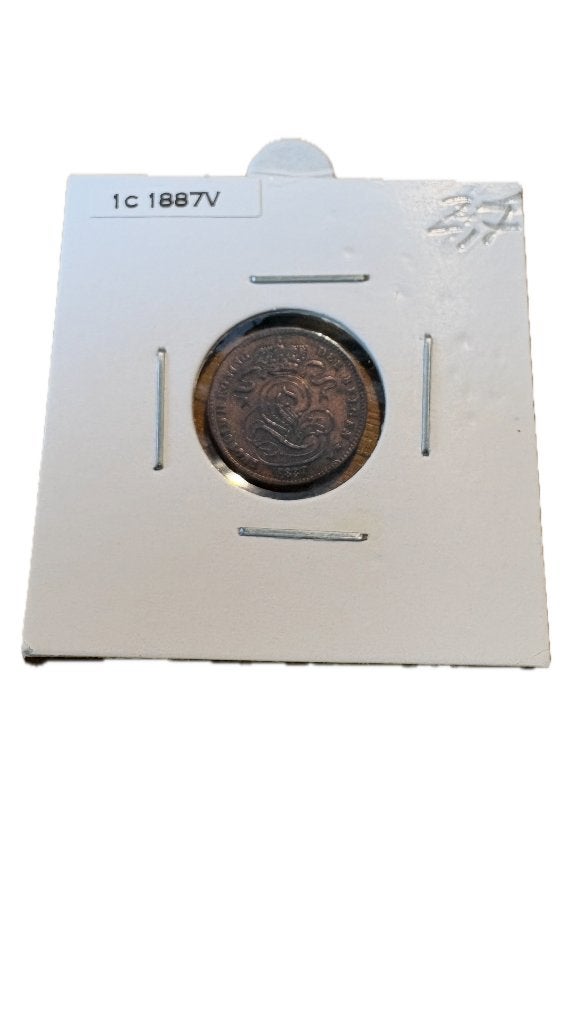 LEOPOLD II: 1 cent 1887V (2), Ophalen of Verzenden