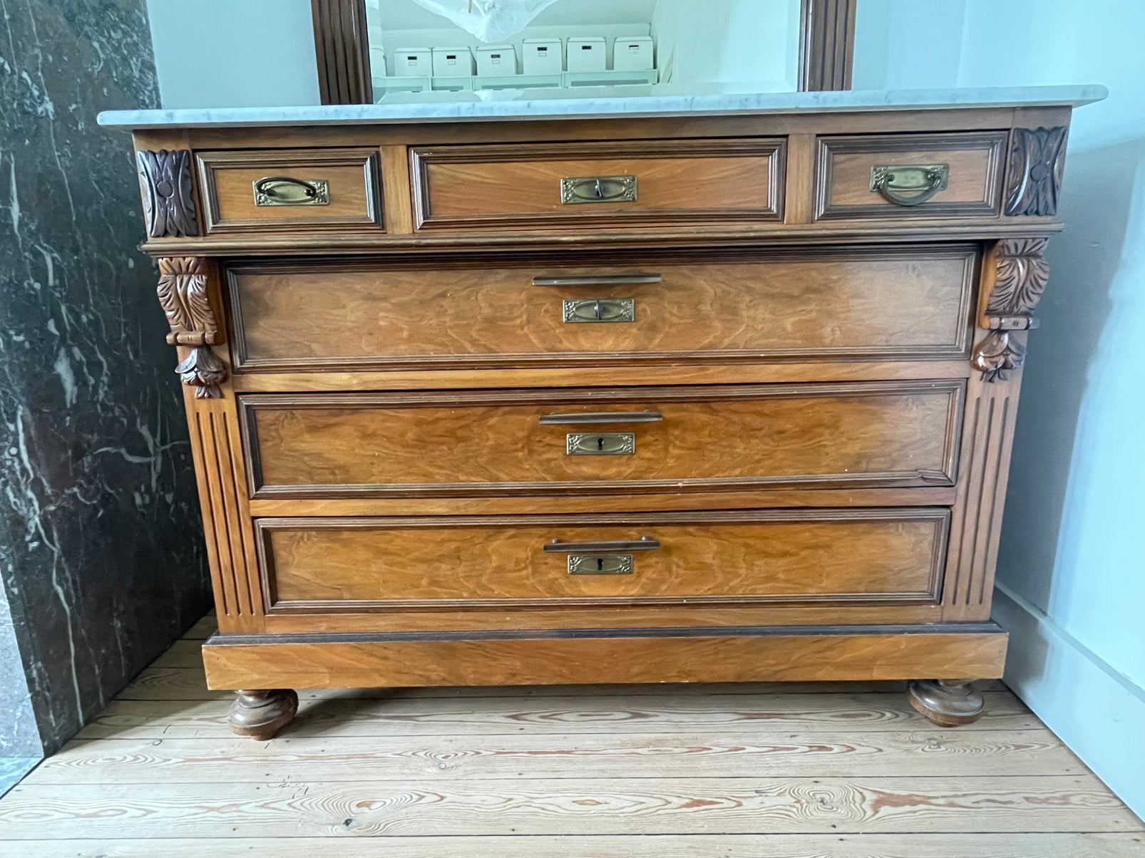 Authentieke Gründerzeit-spiegelcommode, Antiek en Kunst, Ophalen
