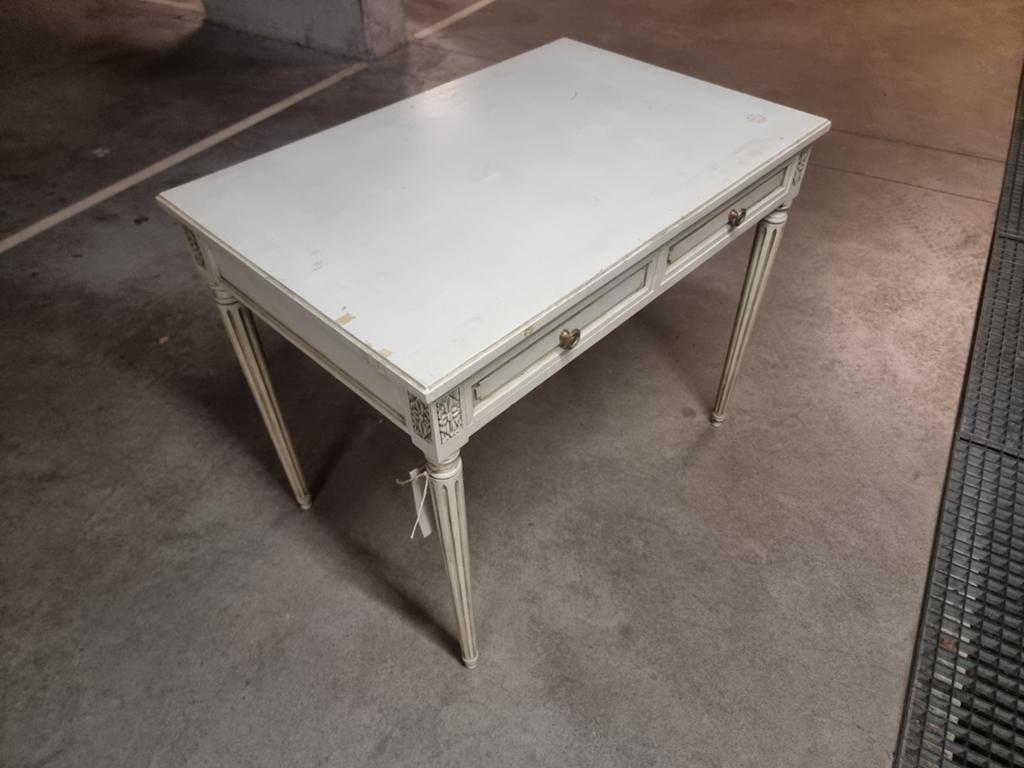 Elegant bureau in Gustaviaanse stijl, wit geschilderd, Secretaire, 60 cm, Wit, Ophalen