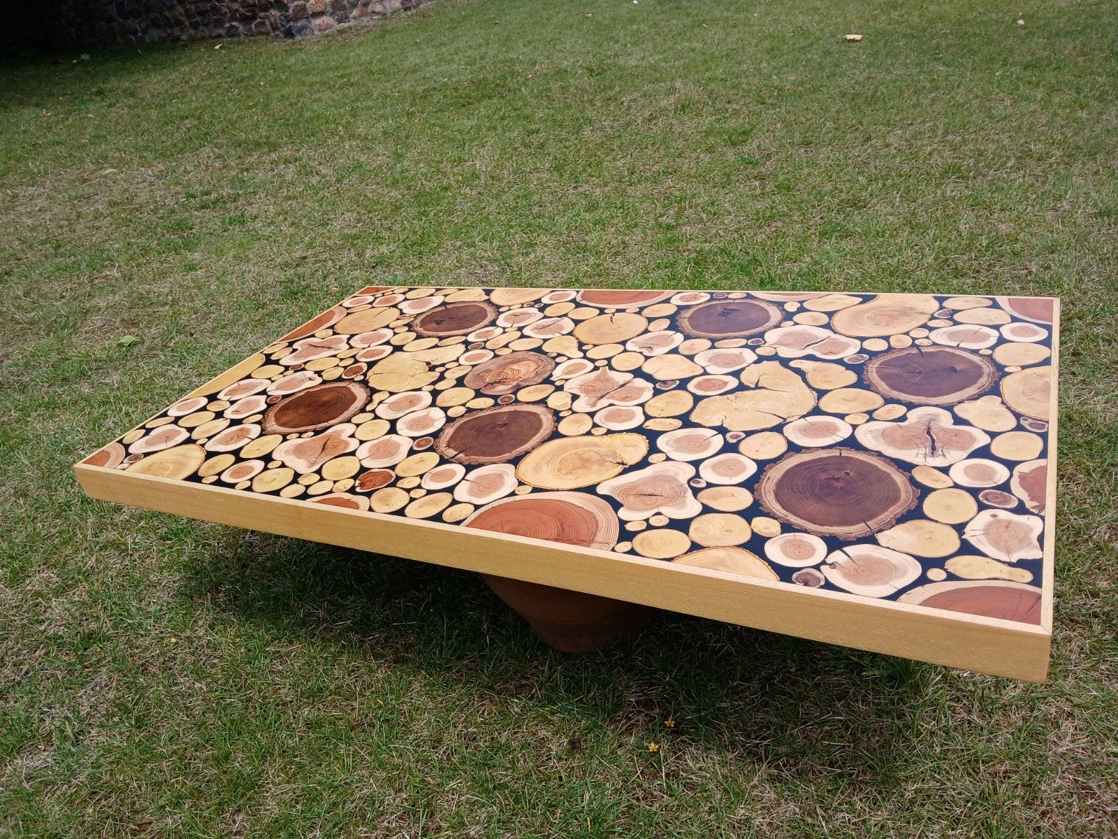 Tablette en bois précieux,  ébéniste belge 110x60, 110 cm, Enlèvement ou Envoi, Objet de décoration, 60 cm