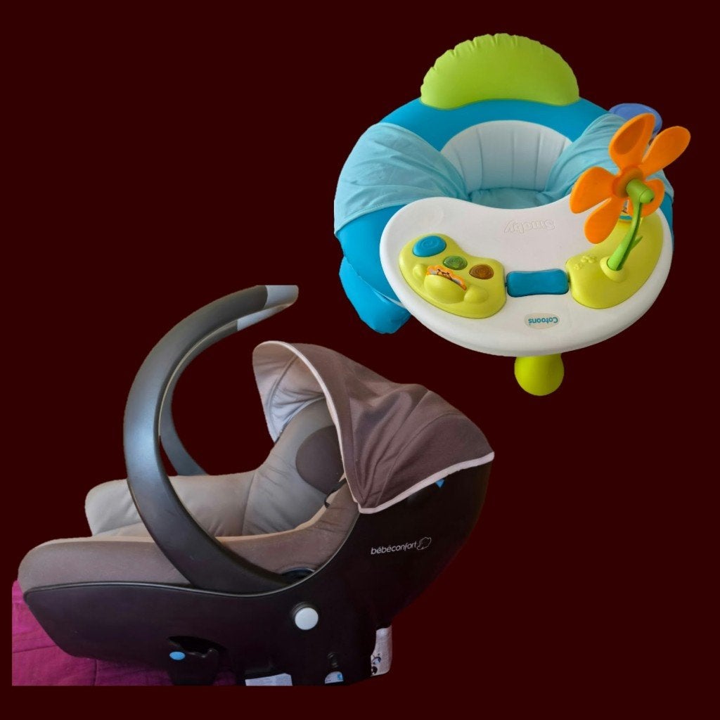 Pack Bébé Maxi cosy Bébé Confort + Siège éveil Smoby Cotoons, Ceinture de sécurité, 0 à 18 kg, Comme neuf, Protection latérale
