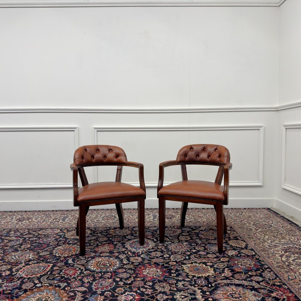 Set Klassiek Engelse Chesterfield Bureaustoel Stoelen, Antiek en Kunst, Antiek | Kantoor en Zakelijk, Ophalen