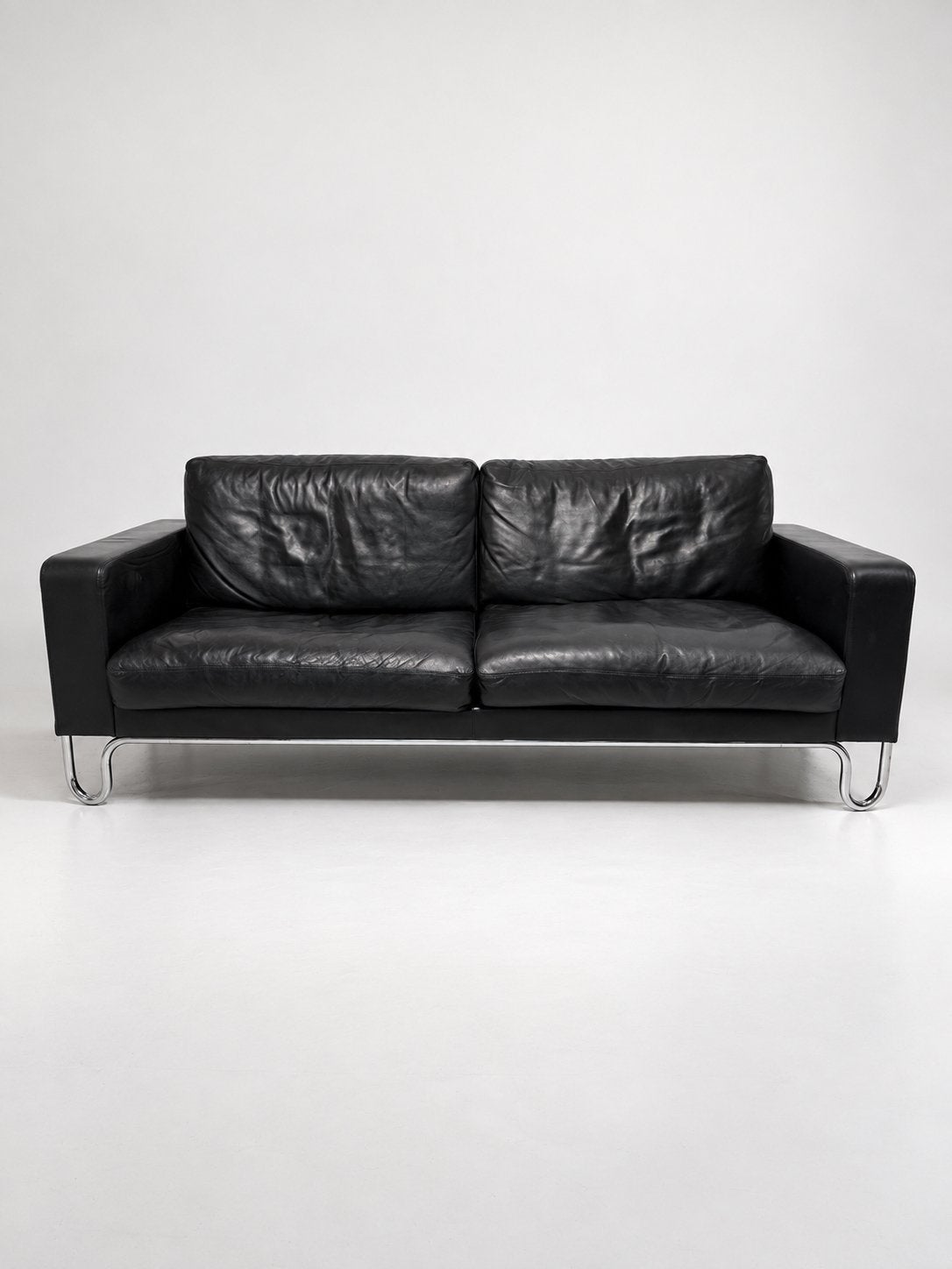 Canapé 3 places W.H. Gispen – cuir noir & chrome, Ophalen of Verzenden