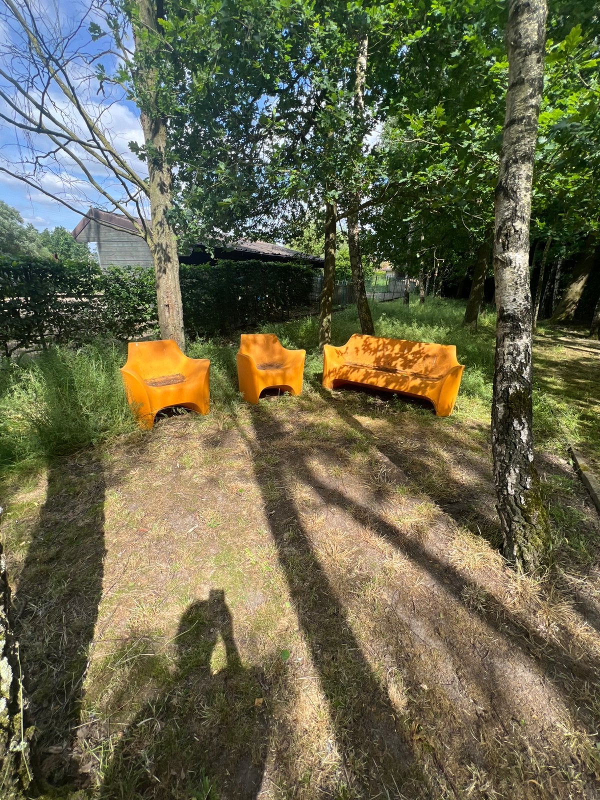 Zetels binnen of buiten Yoshioka oranje, Tuin en Terras, Ophalen, 4 zitplaatsen, Kunststof, Gebruikt