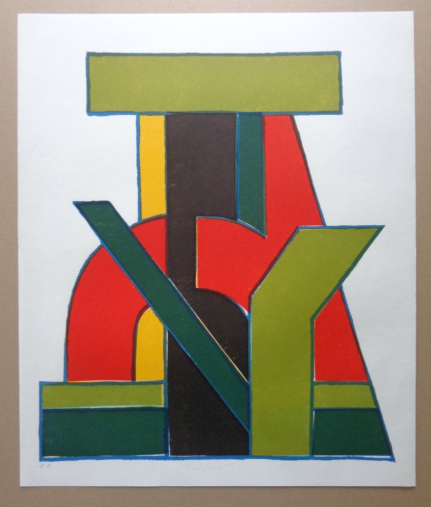 JOSUA REICHERT / COMPOSITIE / KLEURZEEFDRUK / 67x56cm / SIG, Antiquités & Art, Édition limitée, Enlèvement ou Envoi, Abstrait