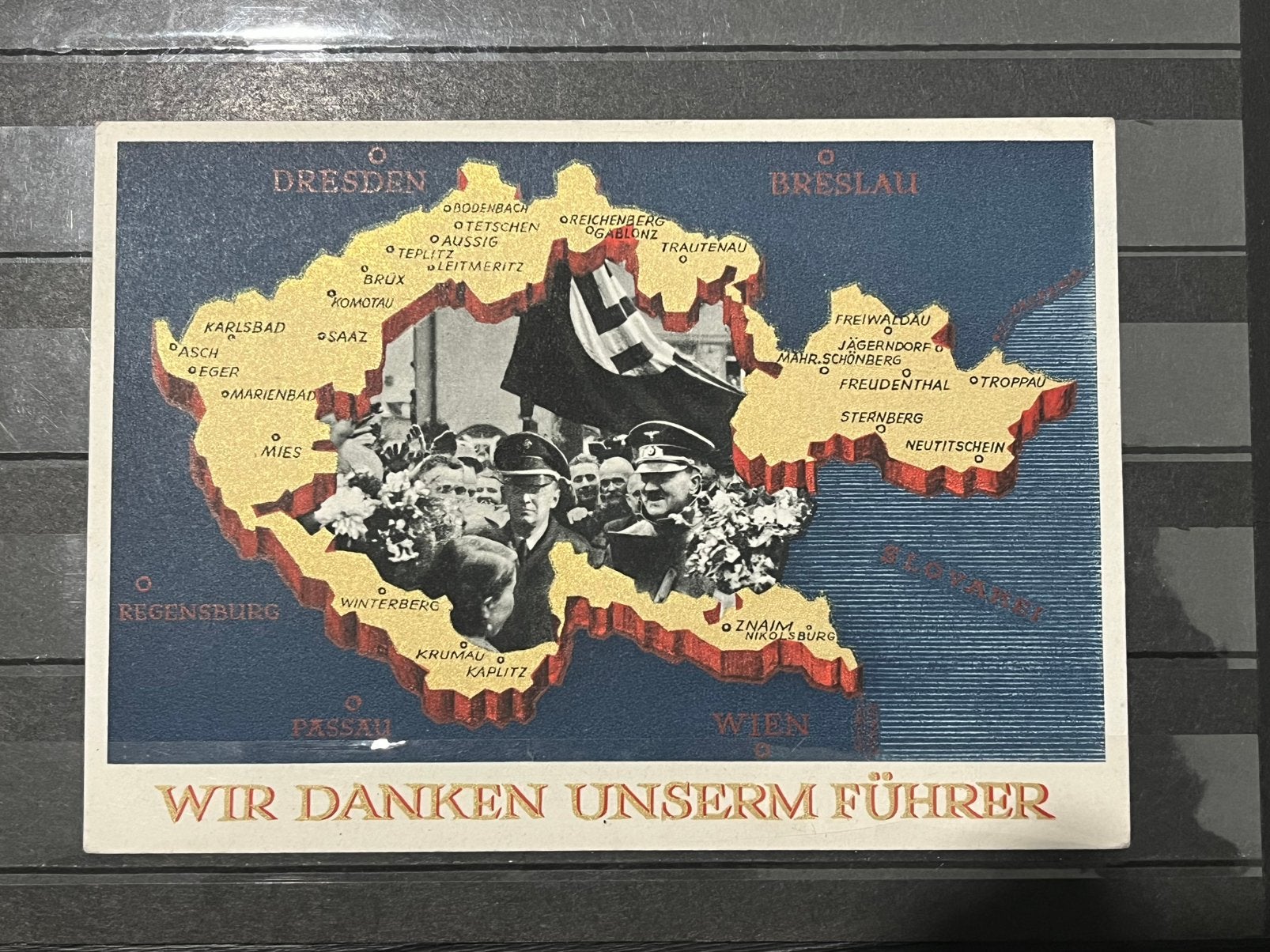 Postkarte “Wir danken unserm Führer” – Sudetenland 1938, Ophalen of Verzenden