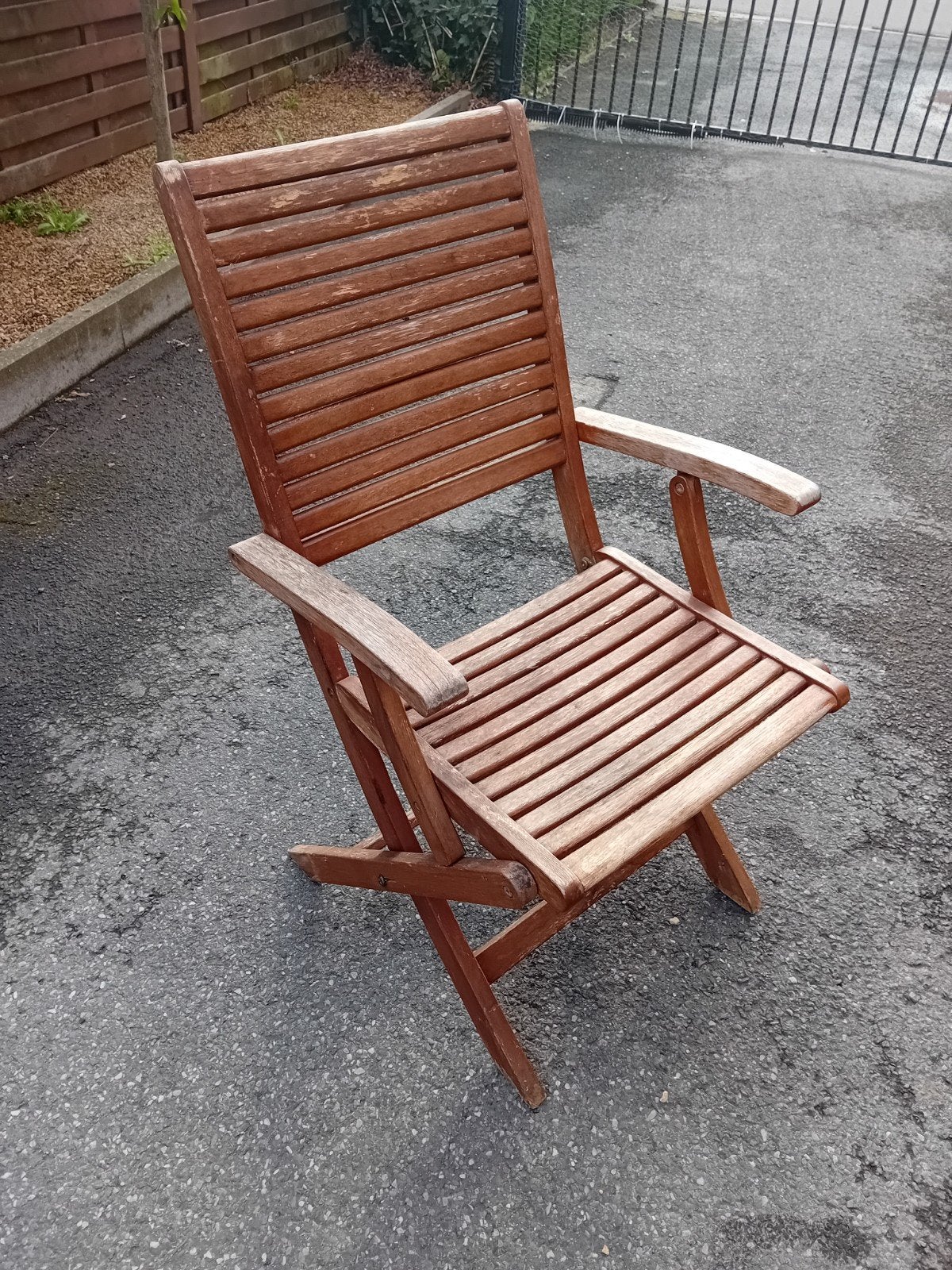4x teakstoelen - verstelbaar, Jardin & Terrasse, Enlèvement, Utilisé, Bois de teck, Empilable