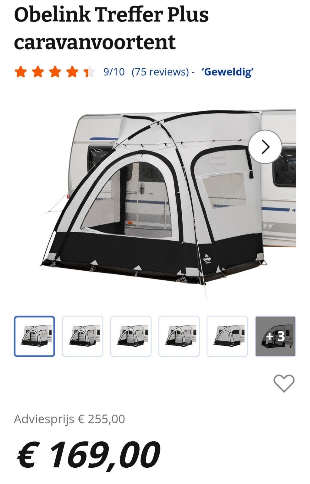Obelink treffer plus caravan voortent, Ophalen