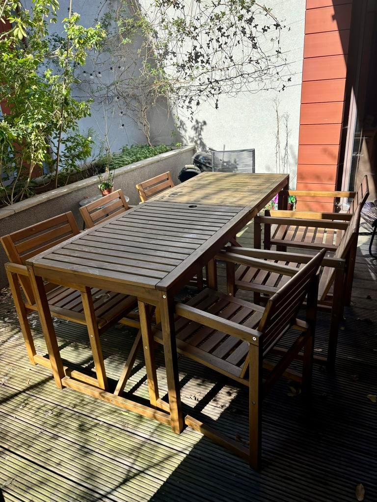 Tuintafel met 6 stoelen Ikea, Tuin en Terras, Ophalen, 6 zitplaatsen, Zo goed als nieuw, Tuinset