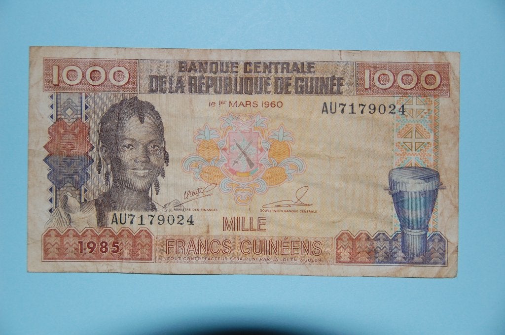 GUINÉE : 1000 Francs 1985, Envoi, Guinée, Billets en vrac
