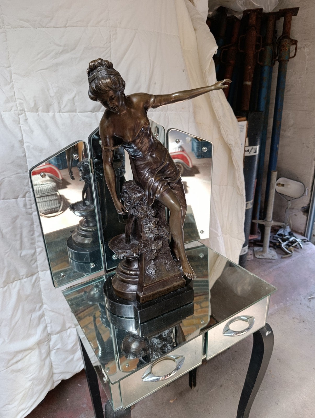 Brons beeld op marmer voet, Antiek en Kunst, Antiek | Brons en Koper, Ophalen, Brons