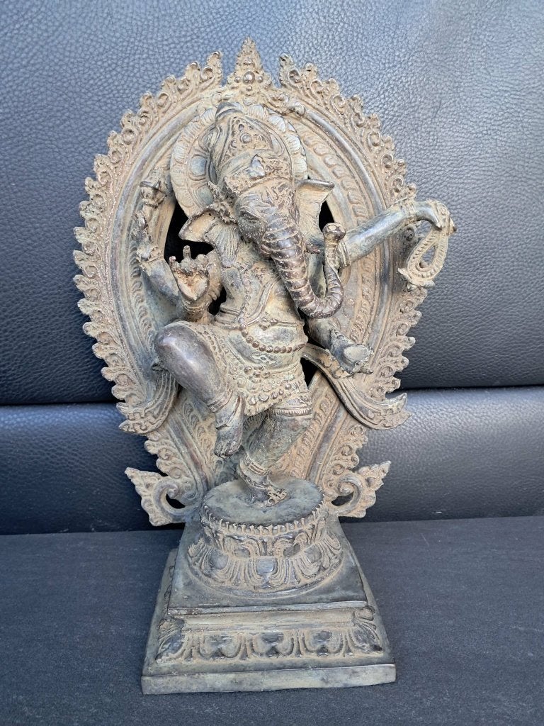 Bronzen beeld van Ganesh Daning/Ganapati/India/Azië, Nieuw, Overige materialen, Handgemaakt, 35 cm