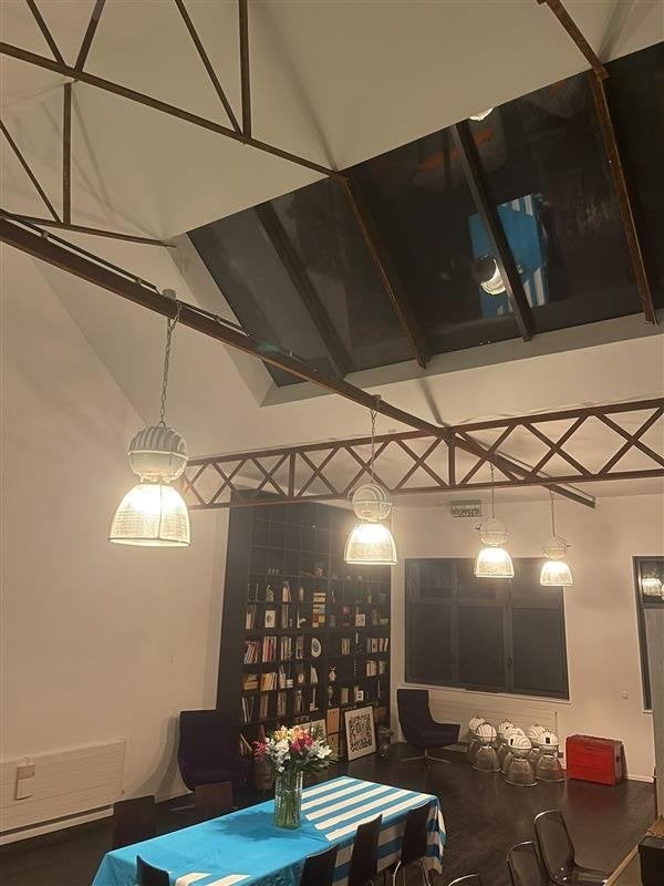 Holophane Prismalume suspension industrielle vintage loft, Verre, Comme neuf, Enlèvement, E27 (grand)