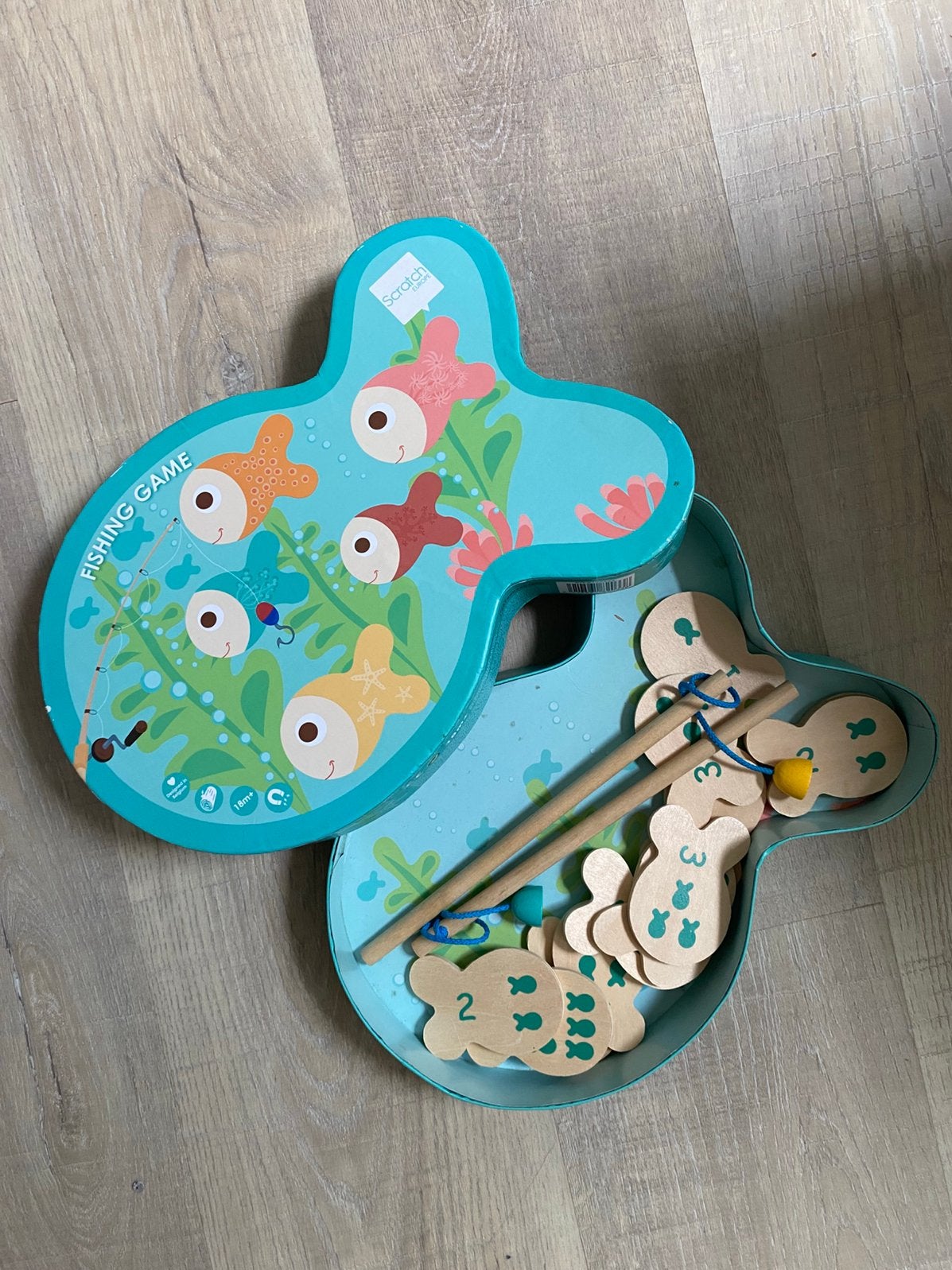 Magnetisch visspel (in hout), Ophalen, Zo goed als nieuw