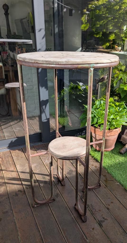 4 hoge terrasstoelen en hoge tafel, Ophalen, Zo goed als nieuw, Metaal