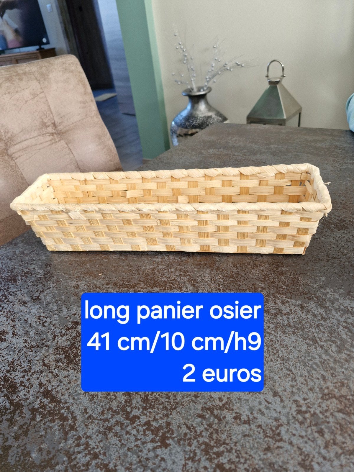 rechthoekige rieten mand 41 cm/ 10 cm/h 9 cm, Huis en Inrichting, Ophalen, Rechthoekig, Riet, Mand