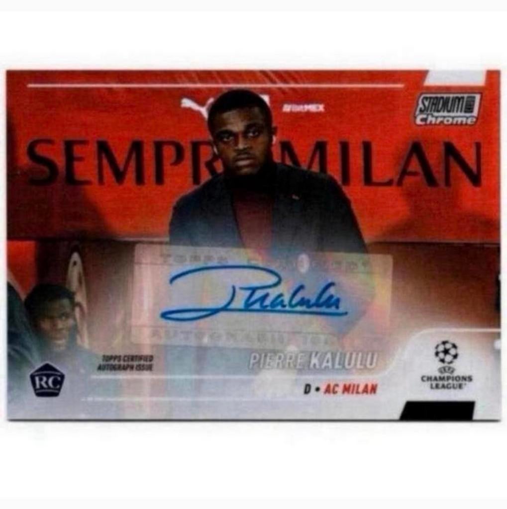 20-21 Topps Chrome UEFA Pierre Kalulu ac milan Signed card, Verzamelen, Ophalen of Verzenden, Nieuw, Spelerskaart