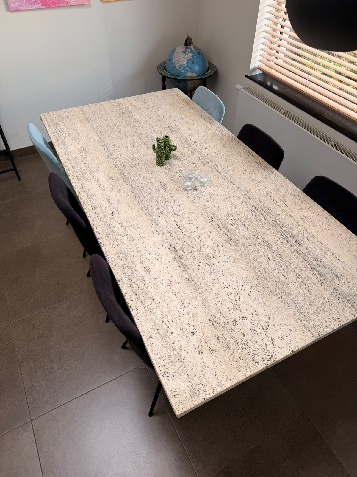 Travertin eettafel, Maison & Meubles, 150 à 200 cm, Cinq personnes ou plus, Enlèvement, Utilisé