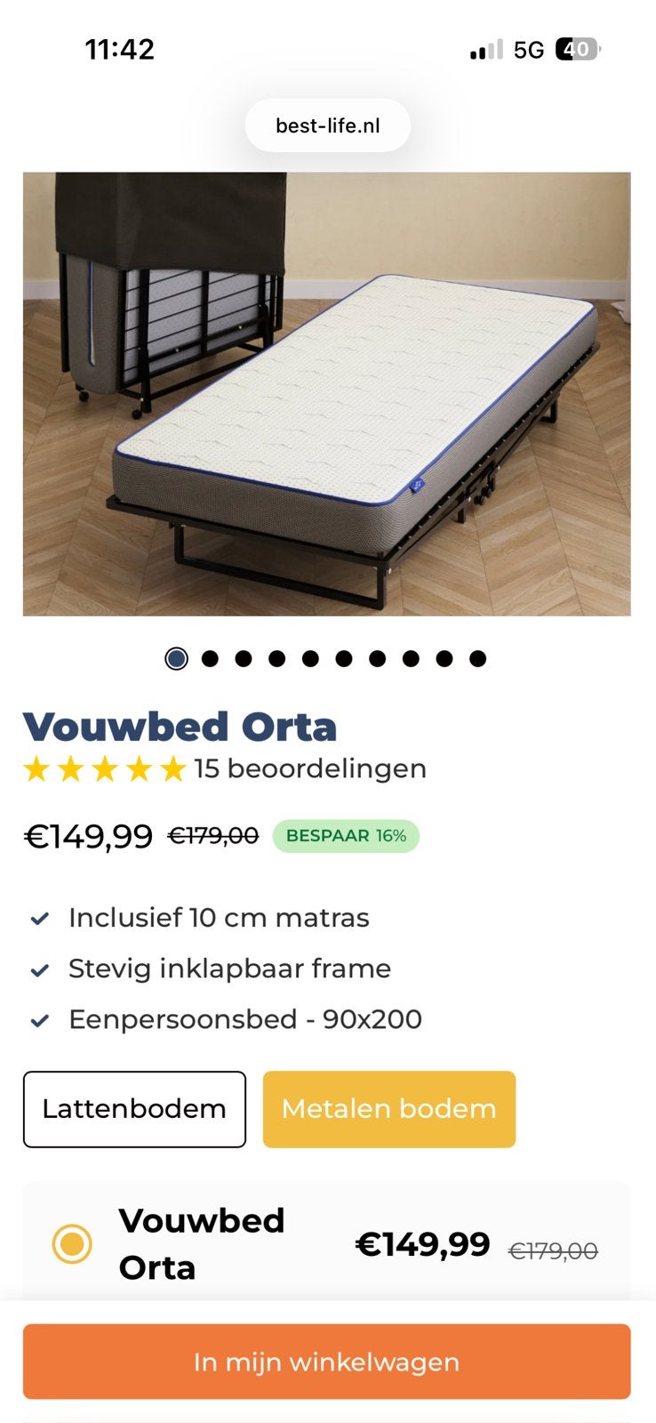 Vouwbed nieuw, Huis en Inrichting, Ophalen, Zo goed als nieuw
