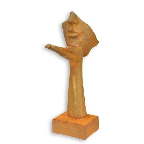 gezicht met kus , liefde , gietijzer, Tuin en Terras, Tuinbeelden, Ophalen of Verzenden, Nieuw