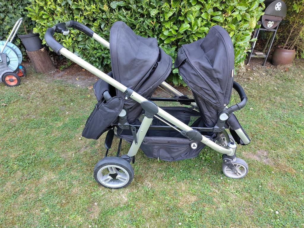 Duo kinderwagen / 2zit buggy met autostoel, Ophalen, Zo goed als nieuw, Kinderwagen of Buggy