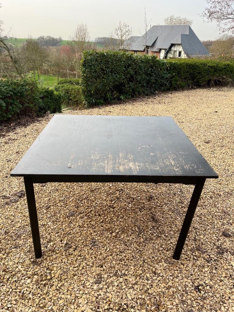 Table en bois noir, 100 à 150 cm, Quatre personnes, Carré, 100 à 150 cm