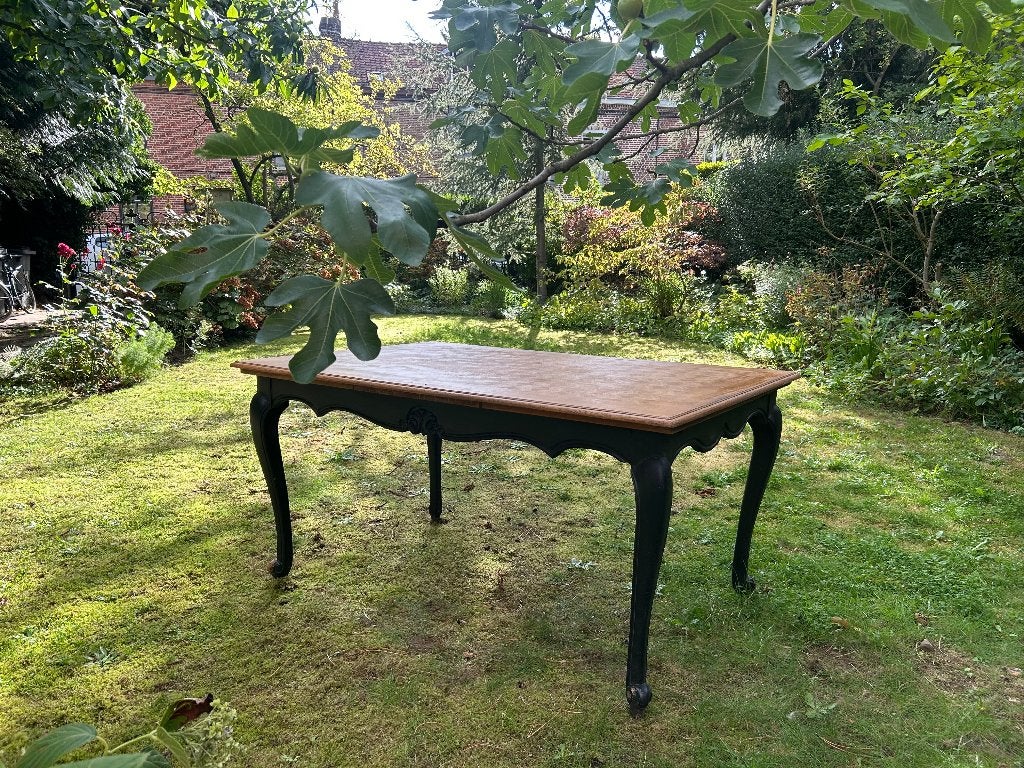 Table marquetée extensible style Louis XV, Maison & Meubles, 100 à 150 cm, Cinq personnes ou plus, Chêne, Comme neuf