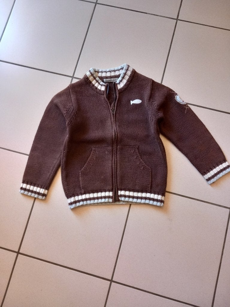 WEEKEND A LA MER - gilet chocolat - L.M. - taille 4 ans, Envoi, Comme neuf, Week-end à la mer, Garçon