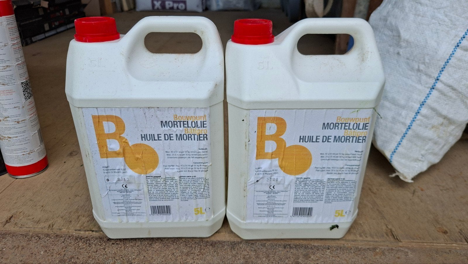 Huile à mortier 5L — 2 bidons, Enlèvement