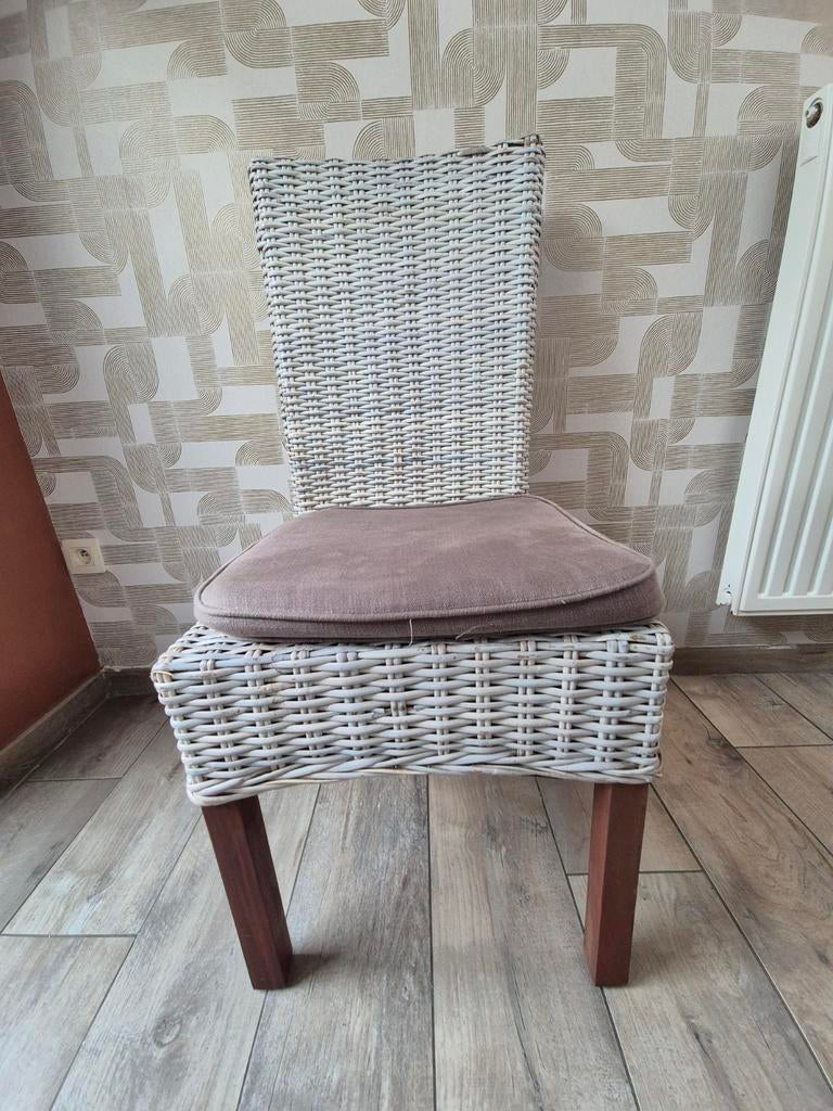 Lot de 6 chaises blanches en rotin, Enlèvement, Bois
