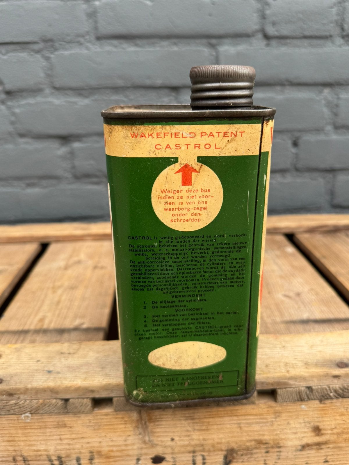 Castrol Wakefield olie blik, Ophalen of Verzenden, Gebruikt, Verpakking