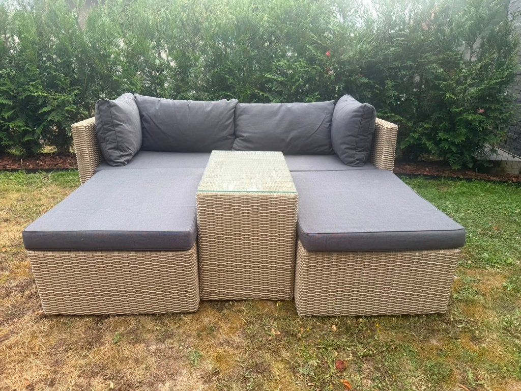 5-delige rotan loungeset / tuinset, Ophalen, 4 zitplaatsen, Rotan, Bank