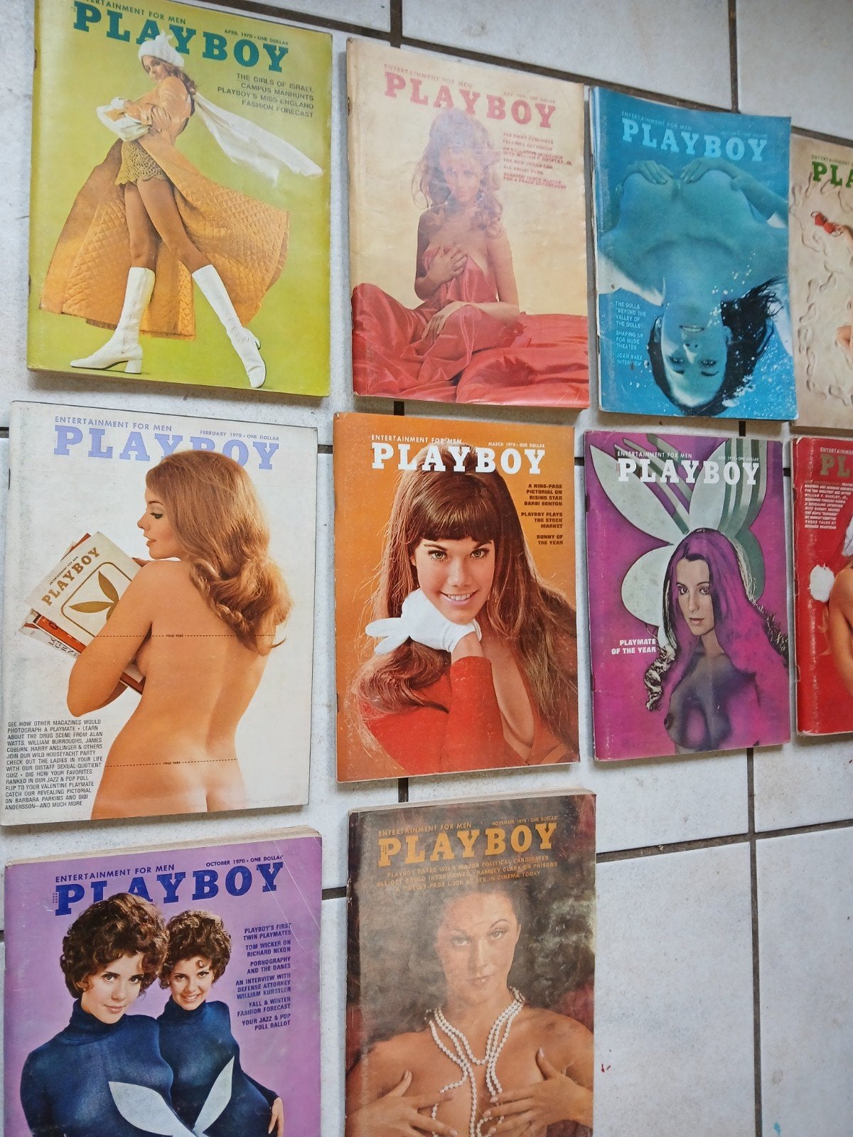 Lot van 8 Vintage Playboy magazines 1970, Ophalen of Verzenden