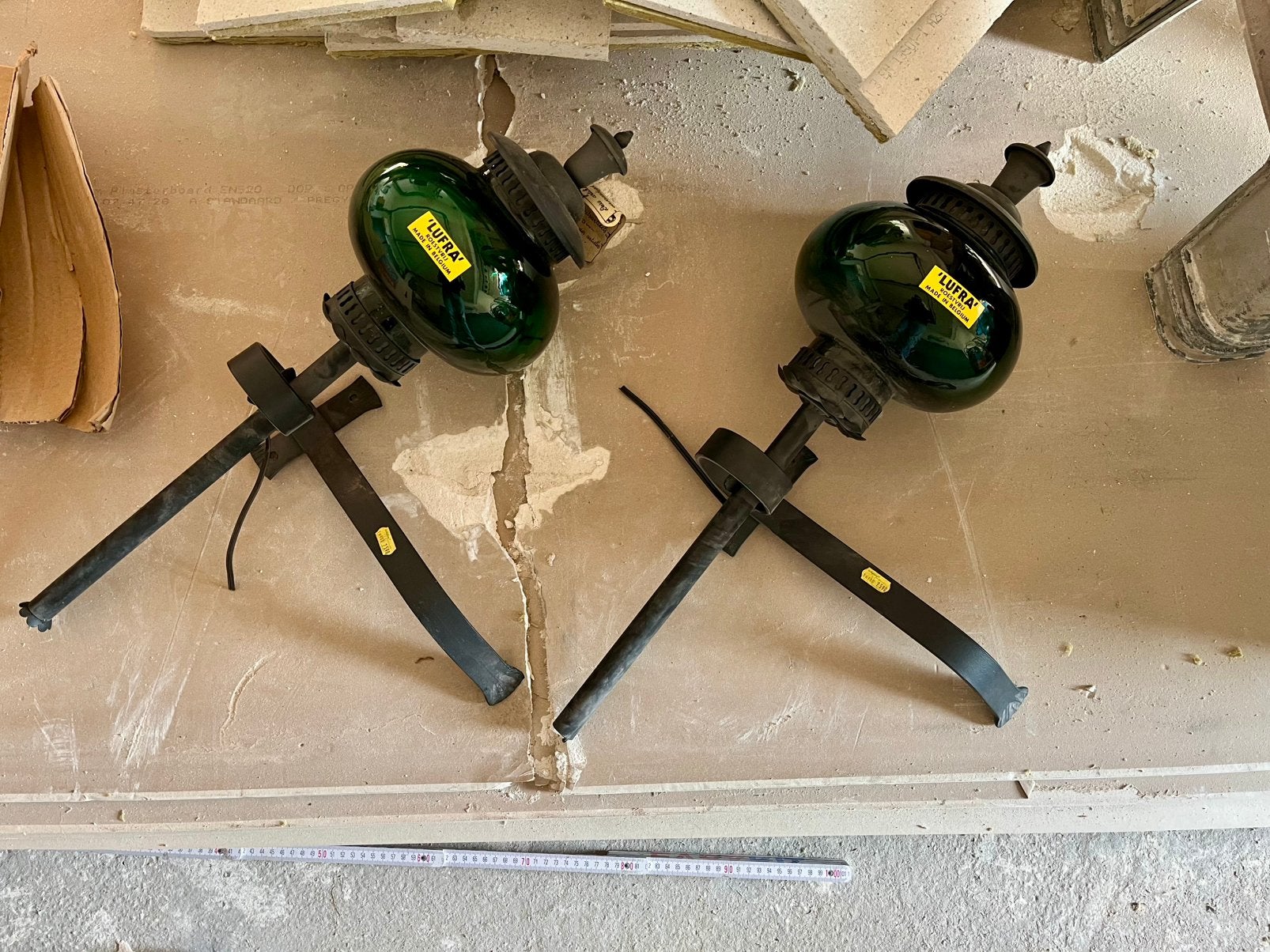 2 GESMEDE VINTAGE WANDLAMPEN, Ophalen, Nieuw, Wandlamp, Glas