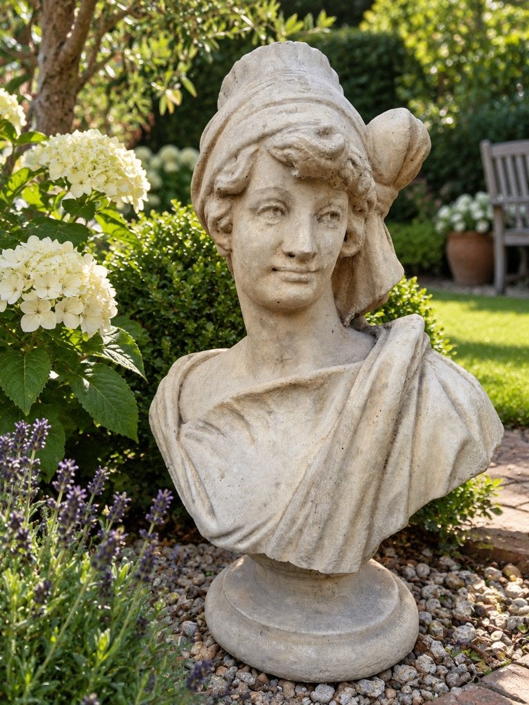 Tuinornament borstbeeld, Tuin en Terras, Ophalen, Zo goed als nieuw, Beton, Mensenbeeld
