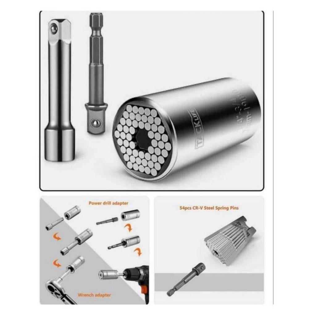 Tacklife - Clé à douille universelle, fixation à 7-19 mm, Enlèvement ou Envoi, Neuf