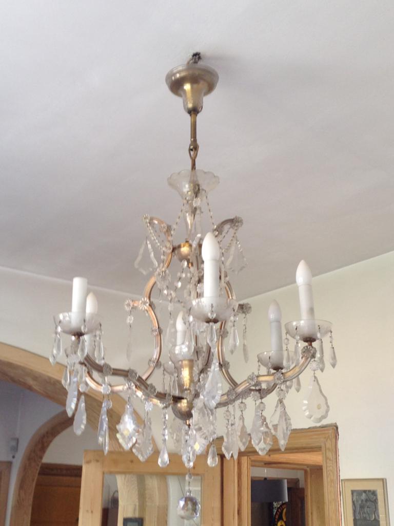 Lustre  Marie Therese cristal  7 flammes, Enlèvement, Utilisé, Verre, Art nouveau