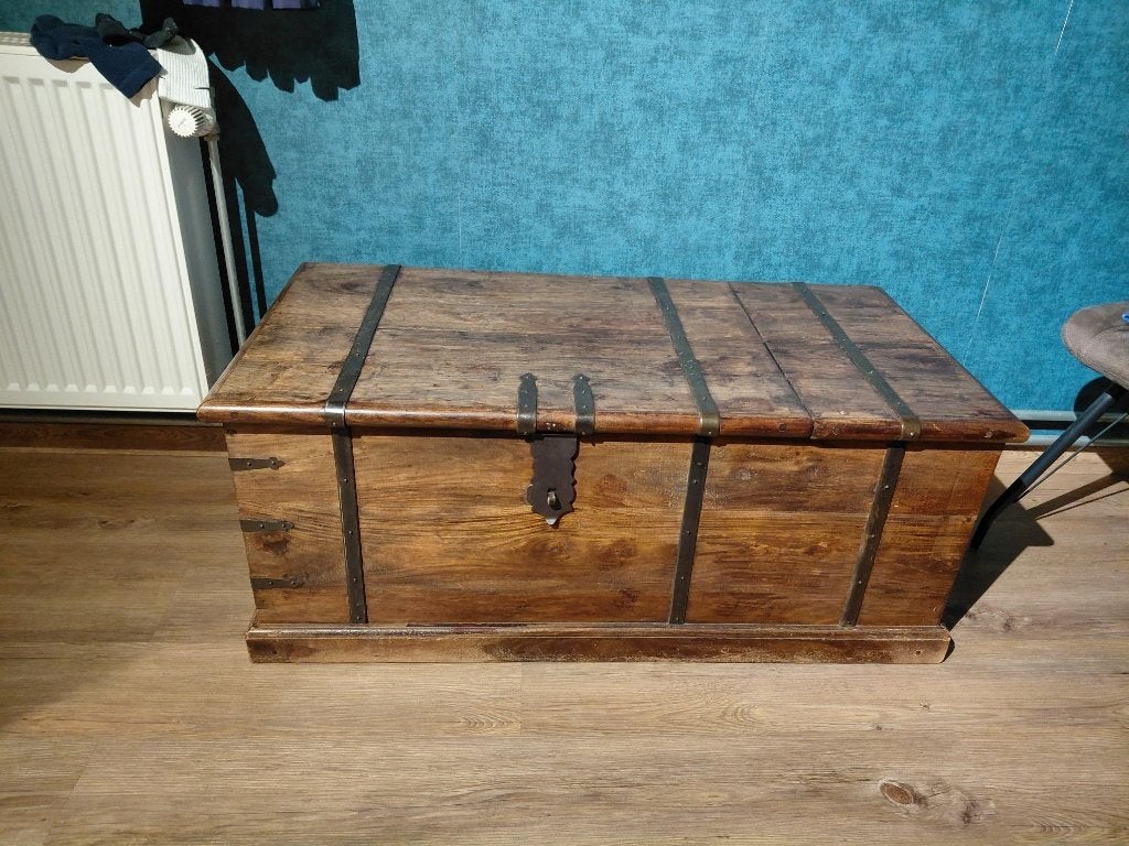 houten kist - salontafel, Huis en Inrichting, Ophalen, Gebruikt