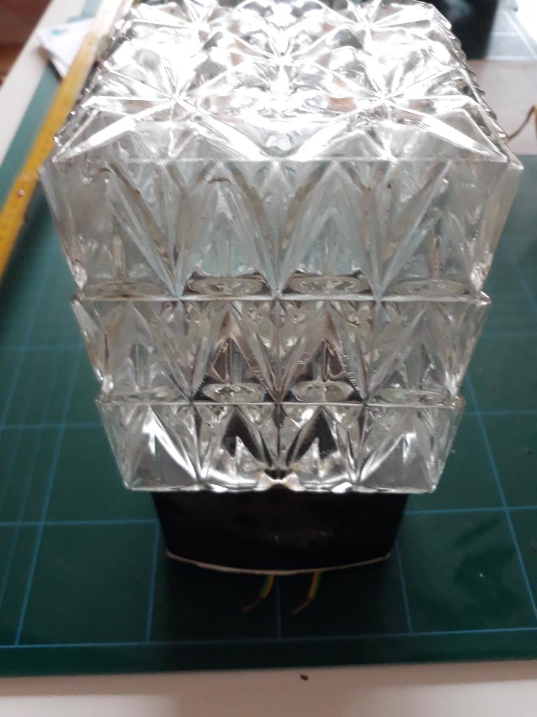 Applique carrée (cube) en verre, Huis en Inrichting, Lampen | Wandlampen, Ophalen, Zo goed als nieuw, Glas
