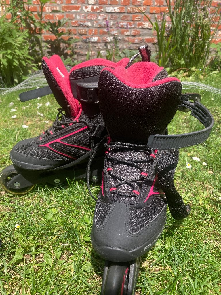 Rollerblades (incl. beschermingsmateriaal) - Merk Bravo, Sport en Fitness, Ophalen, Gebruikt, Inline skates 4 wielen, Dames