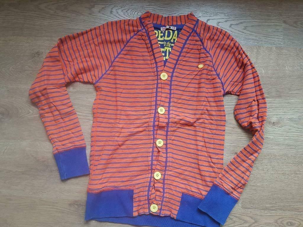oranje met blauwe trui / gilet CKS maat 152 - 158, Gebruikt, Ophalen of Verzenden, Jongen, Trui of Vest